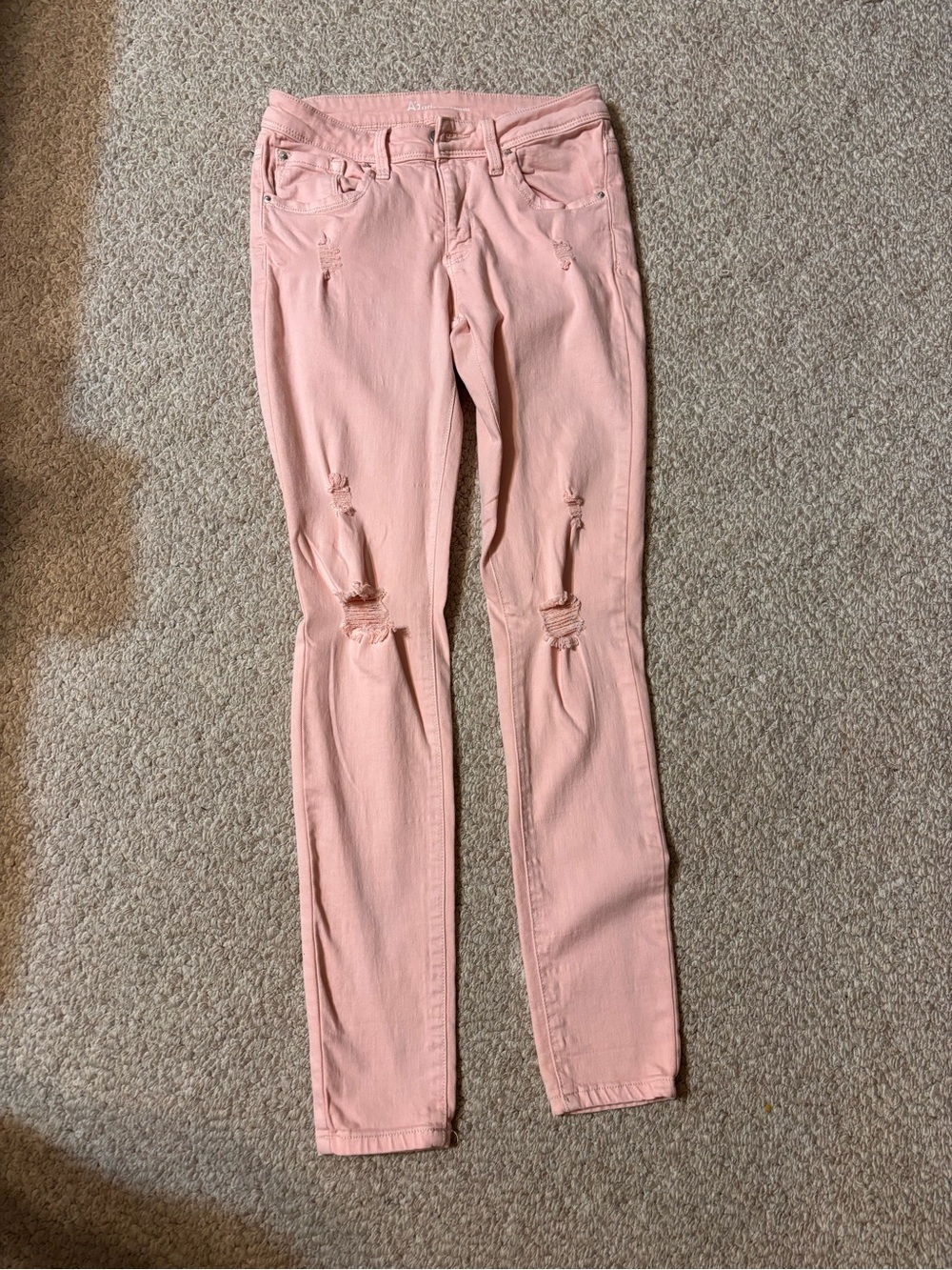 a.n.a Pink Distressed Cropped Skinny Jeans